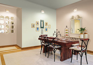 Contemporary Dining Room with Green Tones