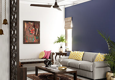 Dramatic Living Room with Dark Triumph Accent Wall