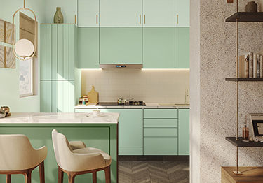 Green Wall Color Combination For Open Kitchen