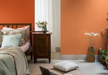 Inspiring Orange Two Colour Combination for Bedroom