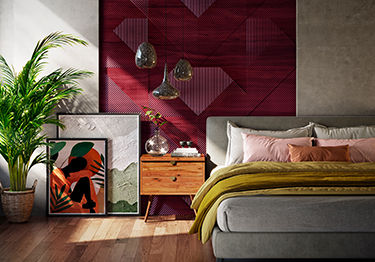 Luxurious Bedroom with Red Accent Wall