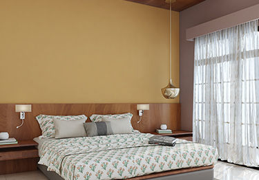 Luxurious Master Bedroom with Yellow Walls