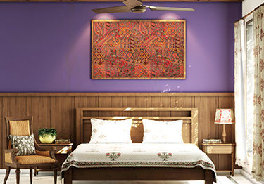 Master Bedroom with Purple Feature Wall