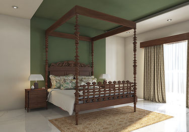 Minimalistic Bedroom with Green Ceiling