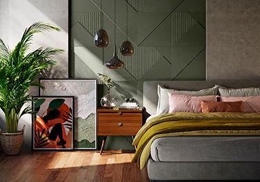 Modern Master Bedroom with Green Accent Wall