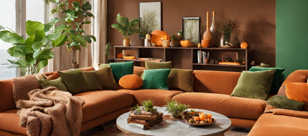 Popular colour combination with warm orange & earthy tones - Asian Paints