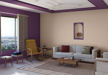Spacious Living Room with Purple Walls  