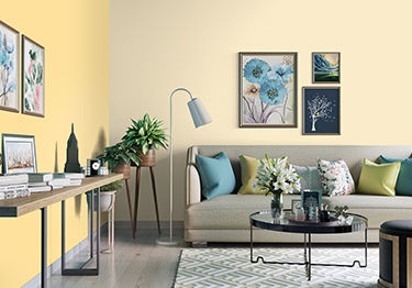 Subtle Yellow Two Colour Combination for Living Rooms